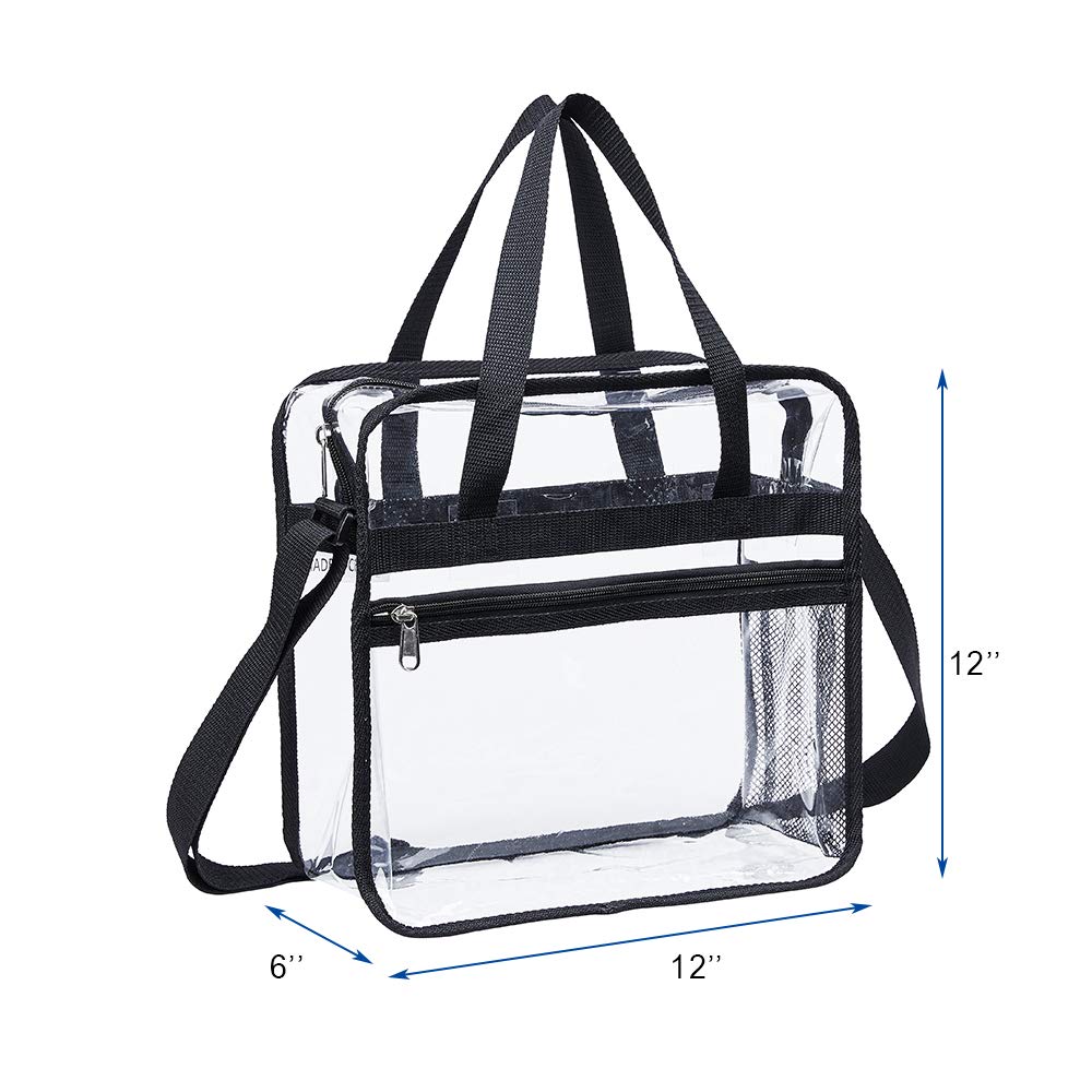 Clear Bag Stadium Approved,NCAA NFL&PGA Security Approved Clear Tote Bag with Multi-Pockets and Adjustable Shoulder Strap,Perfect for Work, School, Sports Games and Concerts-12 X12 X6 - backpacks4less.com
