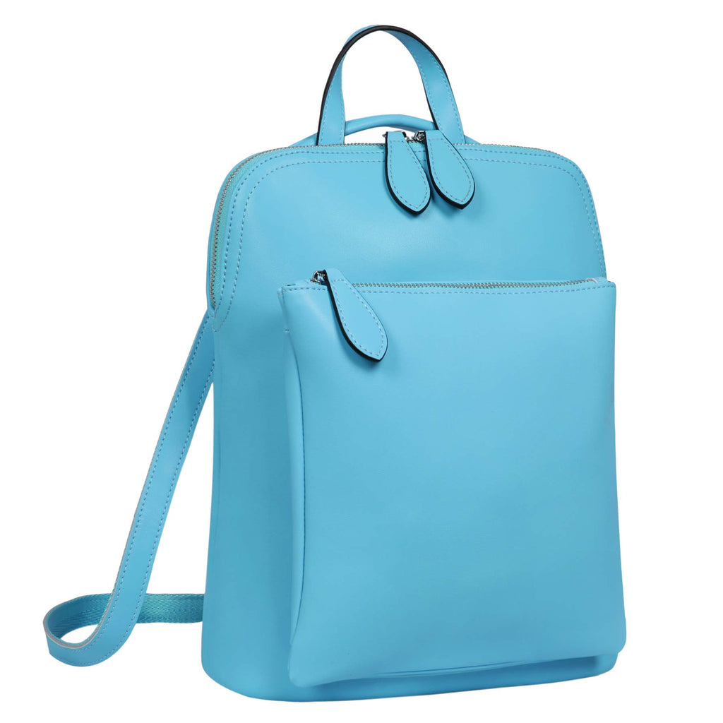 Heshe Women's Vintage Leather Backpack Casual Daypack for Ladies and Girls (Blue) - backpacks4less.com
