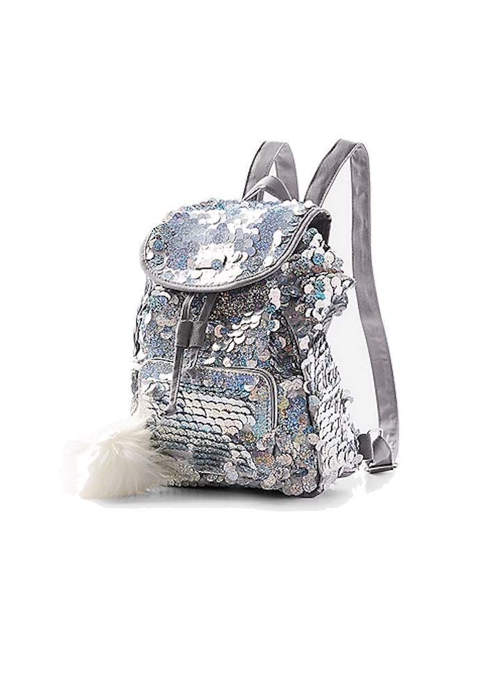 GM LIKKIE Glitter Fashion Backpack, Sequin Small Backpack, Mini Backpack  for Women (Silver)