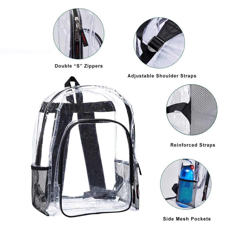 Backpack Visible Heavy Duty Clear Backpack,Transparent Vinyl Backpack with Adjustable S ...