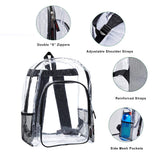 Heavy Duty Clear Backpack,Transparent Vinyl Backpack with Adjustable Straps, See Through Backpack for Work ,School,Security Travel and Sports - backpacks4less.com