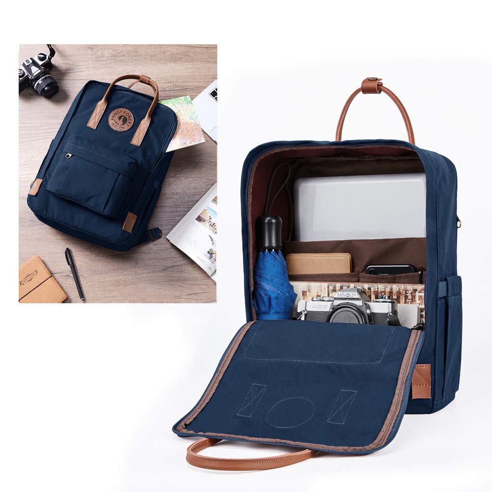 KALIDI Classic Backpack for Women,15 Inches Laptop Vintage Canvas Leather Backpack Camping Rucksack Travel Outdoor Daypack College School Bag (Marine-Leather) KALIDI Classic Backpack for Women,15 Inches Laptop Vintage Canvas Leather Backpack Camping Rucksack Travel Outdoor Daypack College School Bag (Marine-Leather)