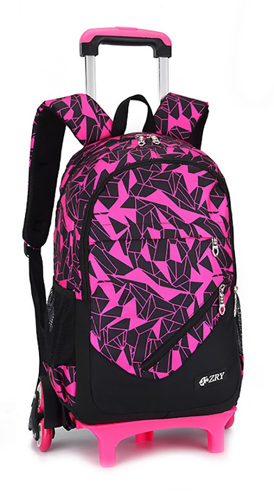Meetbelify 3pcs Kids Rolling Backpacks Luggage Six Wheels Trolley School Bags ... (Rose red) - backpacks4less.com
