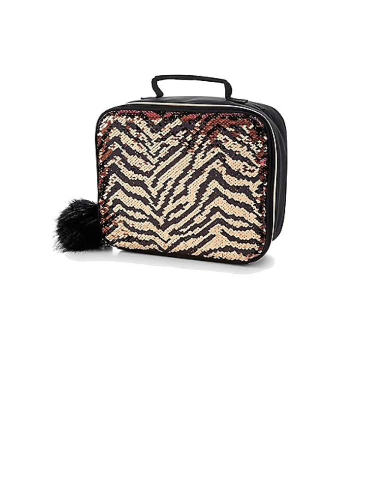 Justice School Lunch Tote Flip Sequin Gold Tiger - backpacks4less.com