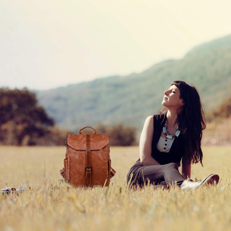 Zebella Women Leather Backpack Purse Fashion PU Causal Daypack School College Bookbag Laptop Bags - backpacks4less.com