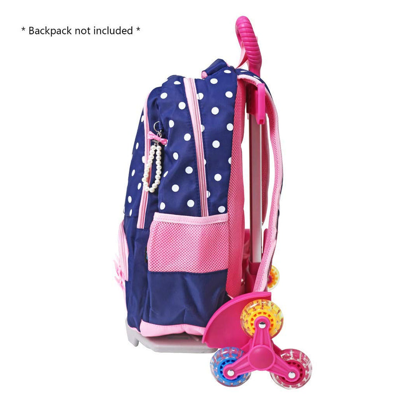 Wheeled Backpack Cart,Aluminium Alloy Folding Trolley Cart for Backpack (Pink, 6 Wheels) - backpacks4less.com