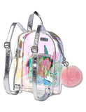 justice unicorn faux fur mini backpack Justice Unicorn Mini Backpack - Girls Clear Holographic Travel Daypack