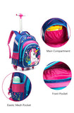 Meetbelify Girls Unicorn Rolling Backpacks Kids Backpack with Wheels for Girls School Bags with Lunch Box - backpacks4less.com