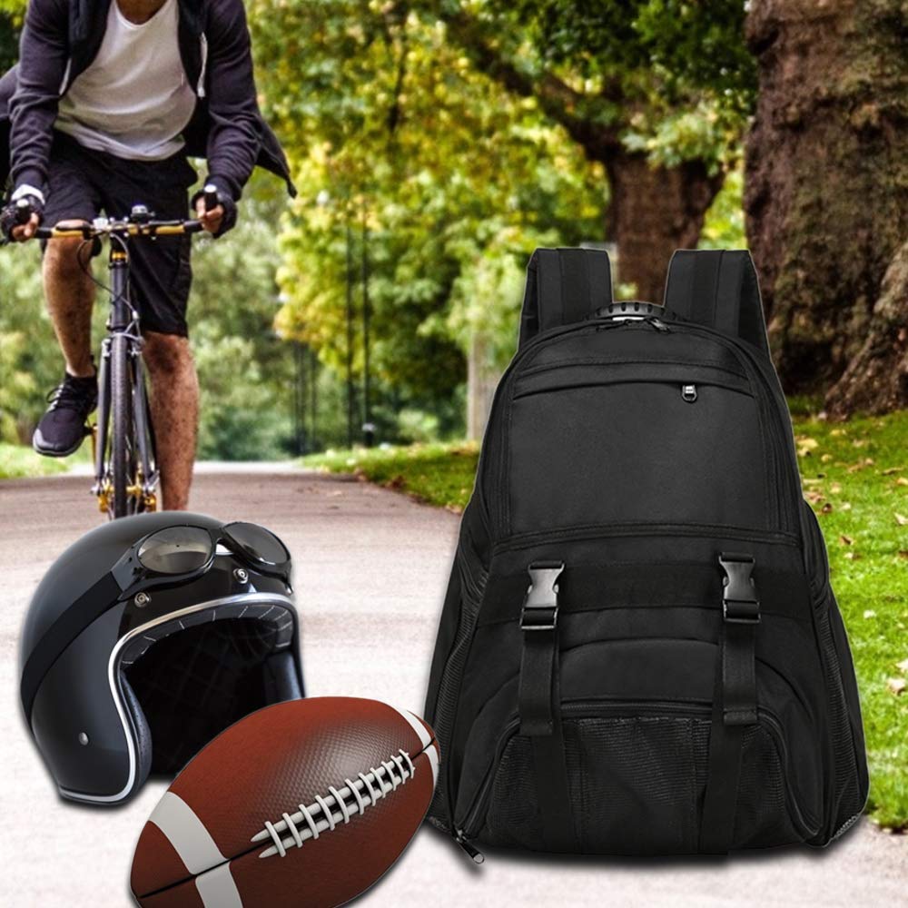 Youth Soccer Bags - Sports Backpacks for Soccer, Basketball, Football with Ball Holder for Boys Girls - Black - backpacks4less.com