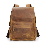 Tiding Retro 15.6 Inch Genuine Cowhide Leather Laptop Backpack Large Capacity Travel Bag Schoolbag Bookbag Daypack for Men - backpacks4less.com