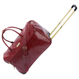 Samantha Brown Wheeled Weekender - Durable croco-embossed PVC - Burgundy -