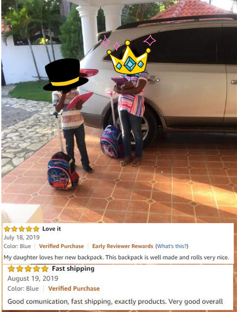 Meetbelify Girls Unicorn Rolling Backpacks Kids Backpack with Wheels for Girls School Bags with Lunch Box - backpacks4less.com