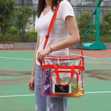 Magicbags Clear Tote Bag Stadium Approved,Adjustable Shoulder Strap and Zippered Top,Stadium Security Travel & Gym Clear Bag, Perfect for Work, School, Sports Games and Concerts-12" x12" x6"(Red) - backpacks4less.com