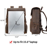 Tiding 15.6 Inch Vintage Men's Crazy Horse Cowhide Real Leather Laptop Backpack Large Capacity Travel Bag Bookbag with YKK Zipper - backpacks4less.com