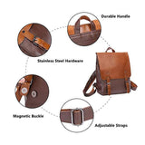 Zebella Womens Leather Backpack Vintage Laptop Brown Backpack Faux Leather Travel Daypack College School Bookbag for Women, Girls & Students - backpacks4less.com