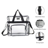 MAY TREE Clear Bag Stadium Approved, Cold-Resistant, Lightweight and Waterproof, Transparent Tote Bag and Gym Clear Bag, See Through Tote Bag for Work, Sports Games and Concerts-12 x12 x6 (Black-L) - backpacks4less.com