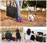 Dog Travel Bag by Modoker - Dog Travel Kit for a Weekend Away Set Includes Pet Travel Bag Organizer for Accessories, 2 Collapsible Dog Bowls, 2 Travel Dog Food Container (Black) - backpacks4less.com