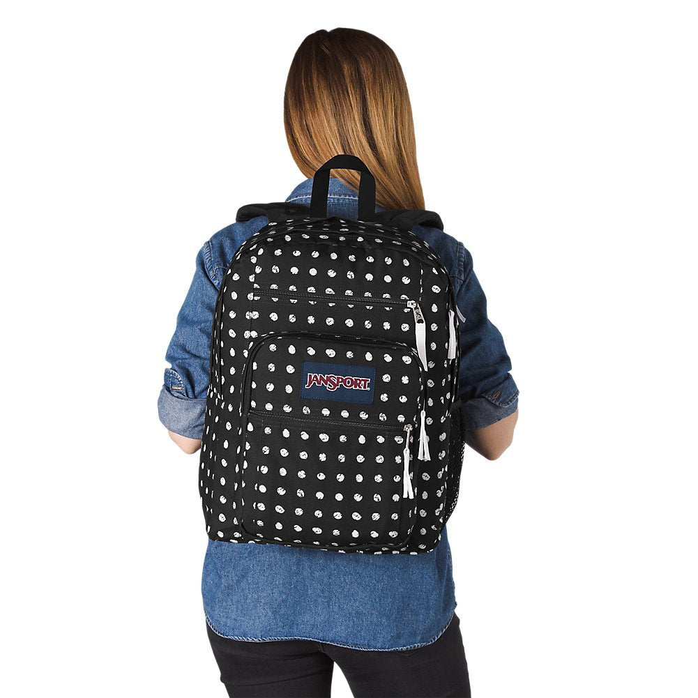 JanSport Big Student Backpack Black Sketch Dot Oversized backpacks4less