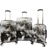 BEBE Luggage Teresa 3pc Spinner Suitcase Set, Black Marble, One Size