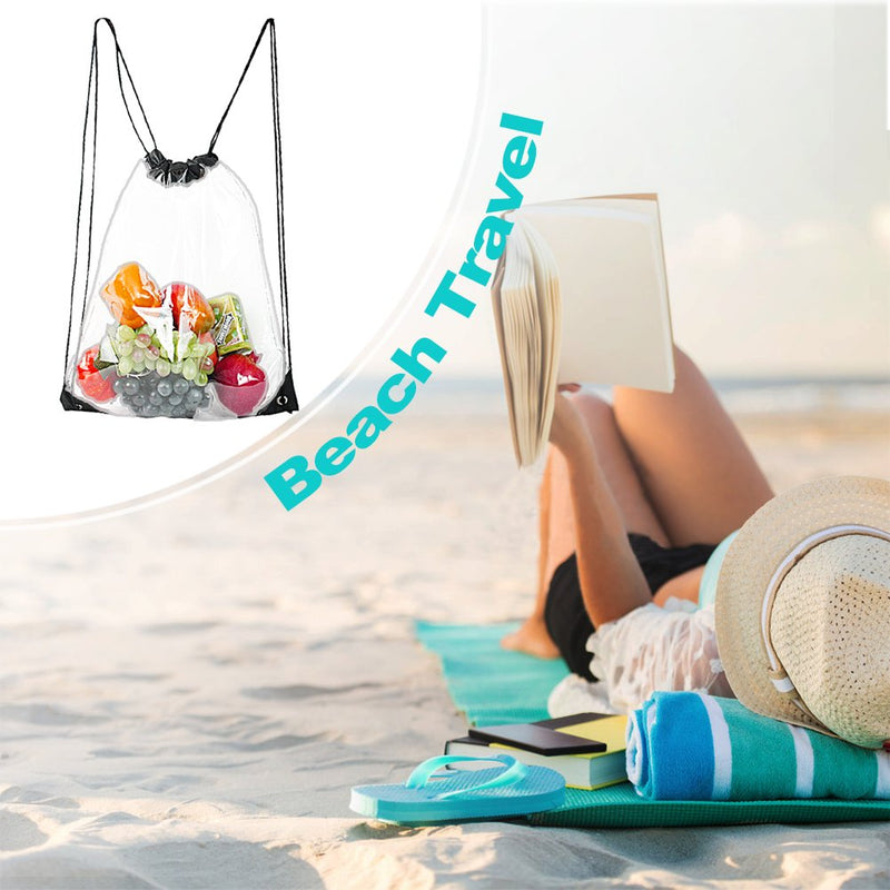 Clear Drawstring Bag Waterproof Stadium Drawstring Backpack - backpacks4less.com