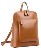 Heshe Women's Vintage Leather Backpack Casual Daypack for Ladies and Girls (Brown-R-D) - backpacks4less.com