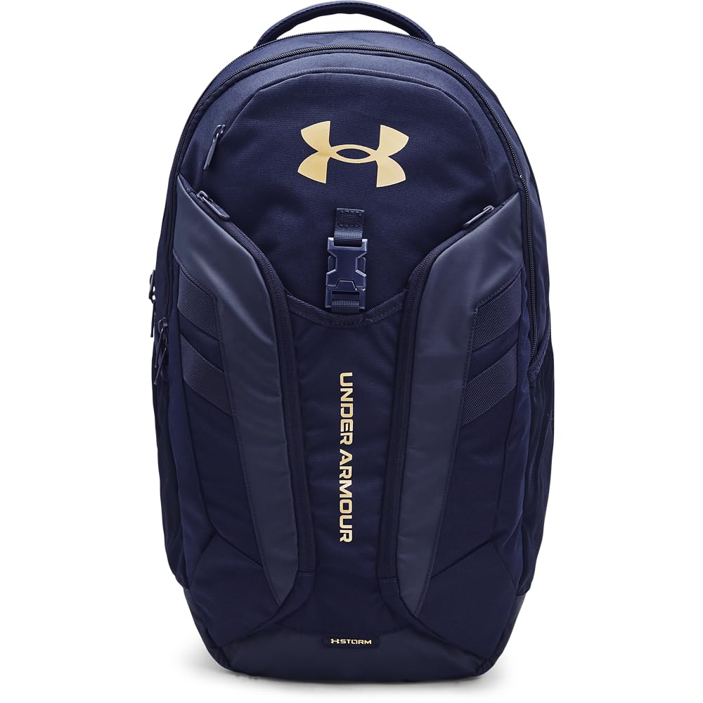 Under Armour Adult Hustle Pro Backpack , Midnight Navy (410)/Metallic Gold , One Size Fits All