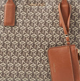 Anne Klein AK Cube Logo Tote, Cream-Brown/Saddle