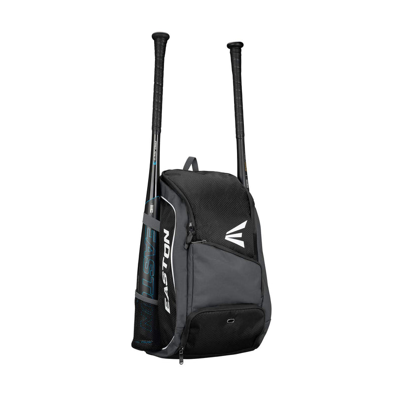 EASTON GAME READY Bat & Equipment Backpack Bag | Baseball Softball | 2020 | Black | 2 Bat Pockets | Vented Main Compartment | Vented Shoe Pocket | Zippered Valuables Pocket | Fence Hook - backpacks4less.com