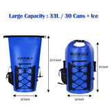 Buffalo Gear Portable Insulated Backpack Cooler Bag - Hands-free and Collapsible, Waterproof and Soft-Sided Cooler Backpack for Hiking, the Beach, Picnics,Camping,Fishing - Royal Blue,35 Liters,30 Can - backpacks4less.com