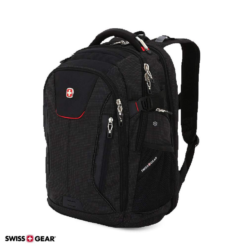 SWISSGEAR 5358 USB Charging SCANSMART ULTIMATE Organization LAPTOP PROTECTION BACKPACK - BLACK/RED - backpacks4less.com