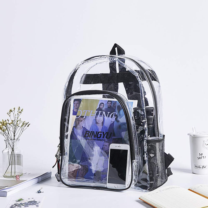 Heavy Duty Clear Backpack,Transparent Vinyl Backpack with Adjustable Straps, See Through Backpack for Work ,School,Security Travel and Sports - backpacks4less.com