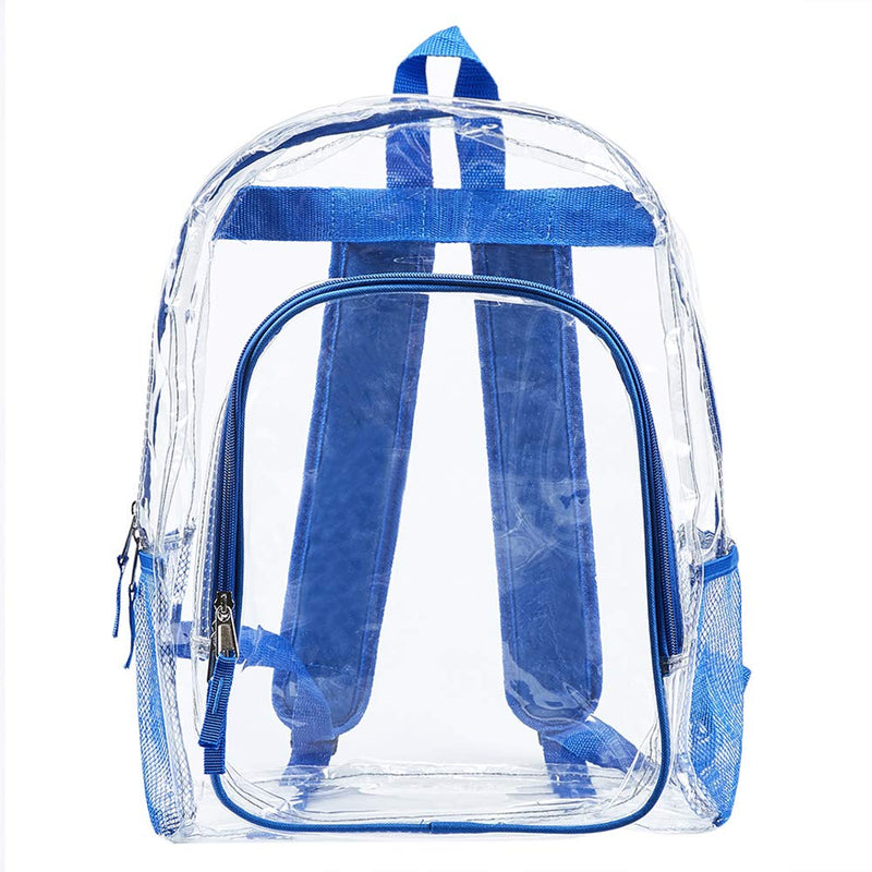 Heavy Duty Clear Backpack,Transparent Cold-Resistant Vinyl Adjustable Straps Backpack for Work(Blue) - backpacks4less.com
