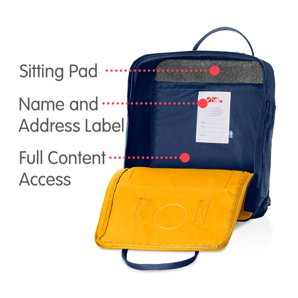 yellow backpack fjällräven Fjallraven - Kanken Classic Backpack for Everyday, Navy/Warm Yellow