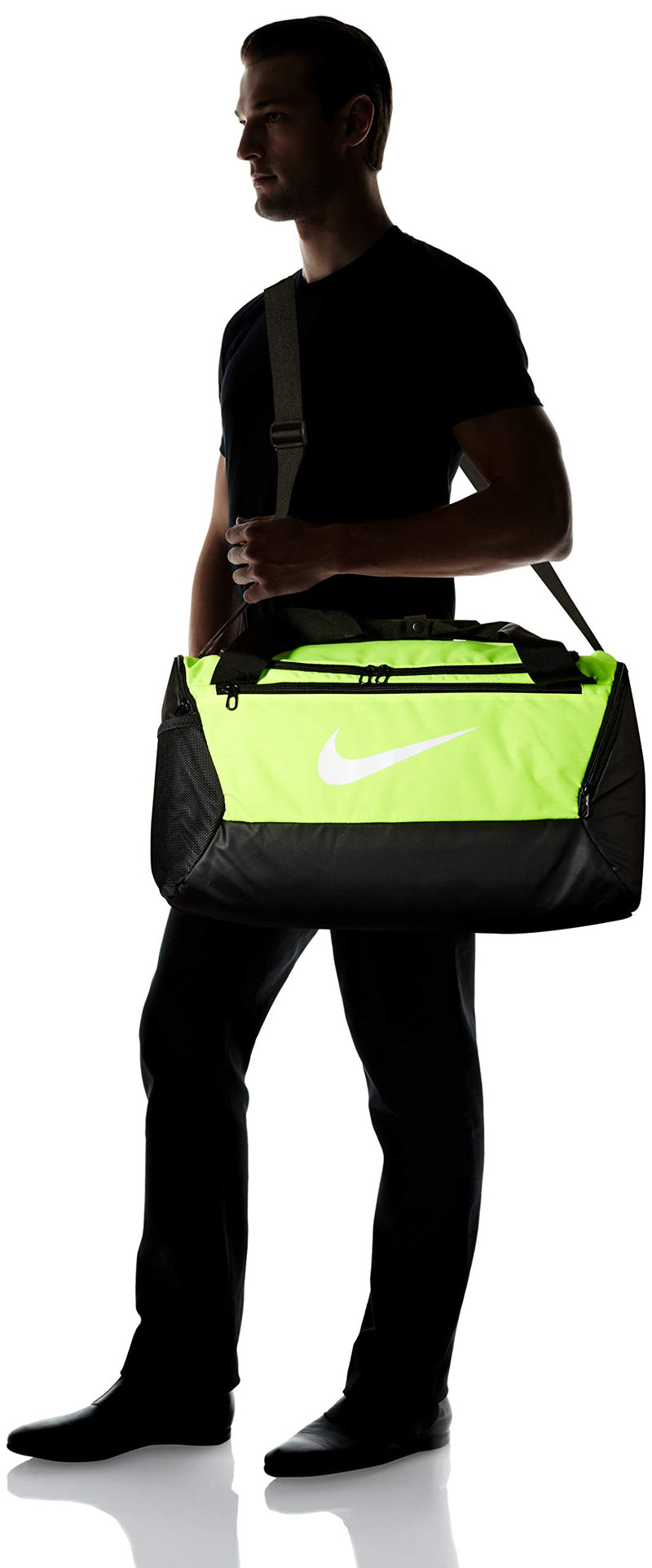 NIKE Brasilia Small Duffel - 9.0, Volt/Black/White, Misc - backpacks4less.com