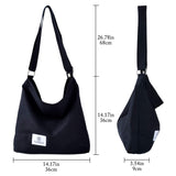 Fanspack Women's Canvas Hobo Handbags Simple Casual Top Handle Tote Bag Crossbody Shoulder Bag Shopping Work Bag (Black-Original Design) - backpacks4less.com