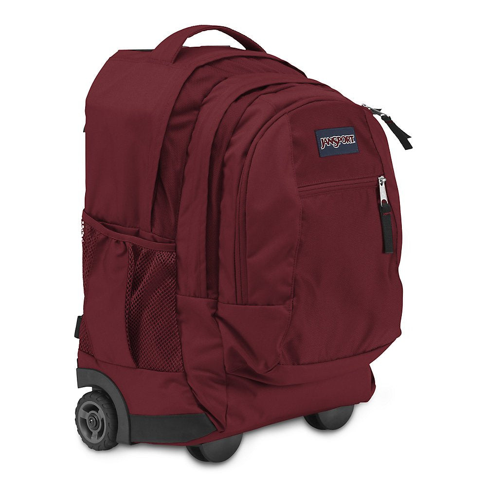 jansport backpack wheels Driver Rolling 15" Laptop - Wheeled Book Bag The large side mounted 80mm action wheels with traction and stability control allow for ease of movement.This wheeled daypack comes with a padded laptop sleeve large enough to carry a 15 laptop Jansport Wheeled Superbreak Rolling Bag
