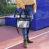 Clear Bag Stadium Approved,NCAA NFL&PGA Security Approved Clear Tote Bag with Multi-Pockets and Adjustable Shoulder Strap,Perfect for Work, School, Sports Games and Concerts-12 X12 X6 - backpacks4less.com