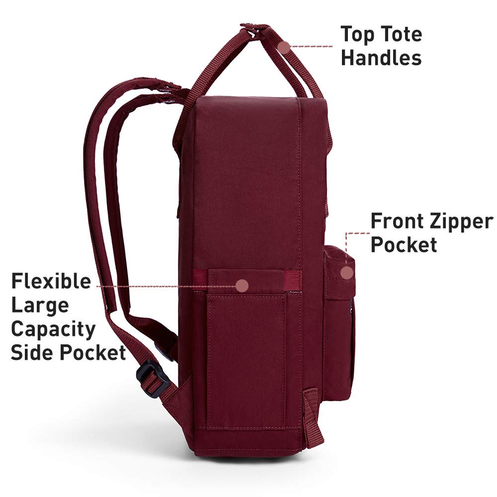 KALIDI Casual Backpack for Women,15 Inches Laptop Classic Backpack Camping Rucksack Travel Outdoor Daypack College School Bag (Wine Red) - backpacks4less.com