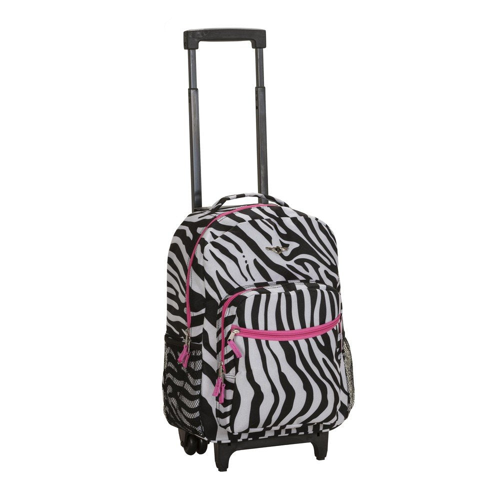 Rockland Luggage 17 Inch Rolling Backpack, ZEBRA PINK - backpacks4less.com