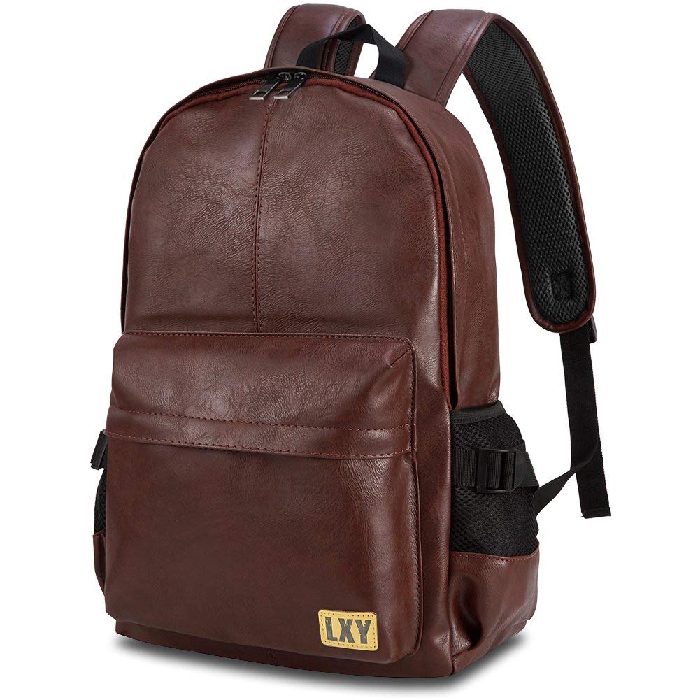 Vintage Backpack Leather Laptop Bookbag for Women Men, LXY