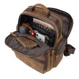 Tiding Men's Leather Backpack Vintage 15.6 Inch Laptop Bag Large Capacity Business Travel Hiking Shoulder Daypacks with USB Charging Port & YKK Zipper - backpacks4less.com