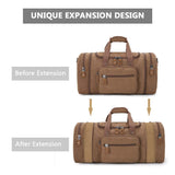 Plambag Canvas Duffle Bag for Travel, 50L Duffel Overnight Weekend Bag(Coffee) - backpacks4less.com