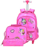 Meetbelify Girls Unicorn Rolling Backpack Wheel Backpacks for Girls for School Backpack with Wheels Kids Trolley Luggage School Bags - backpacks4less.com