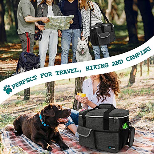 PetAmi Dog Travel Bag | Airline Approved Tote Organizer with Multi-Function Pockets, Food Container Bag and Collapsible Bowl | Perfect Weekend Pet Travel Set for Dog, Cat (Charcoal, Large) - backpacks4less.com
