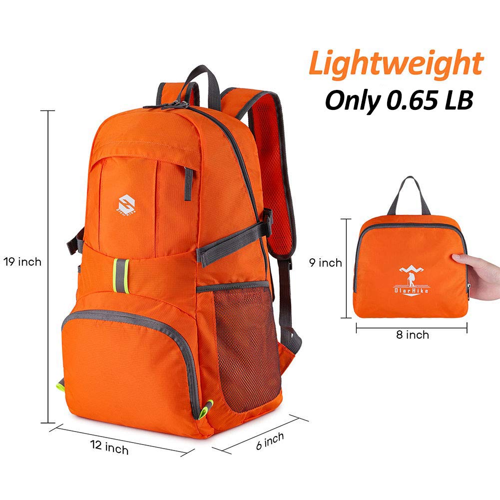 Lightweight Travel Backpack, 35L Water Resistant Packable Traveling/Hiking Backpack Daypack for Men & Women, Multipurpose Use, Orange Lightweight Travel Backpack, 35L Water Resistant Packable Traveling/Hiking Backpack Daypack for Men & Women, Multipurpose Use, Orange