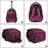SKYMOVE 19 inches Waterproof Wheeled Rolling Backpack for Adults and School Students Laptop Books Travel Backpack Bag, Purple - backpacks4less.com