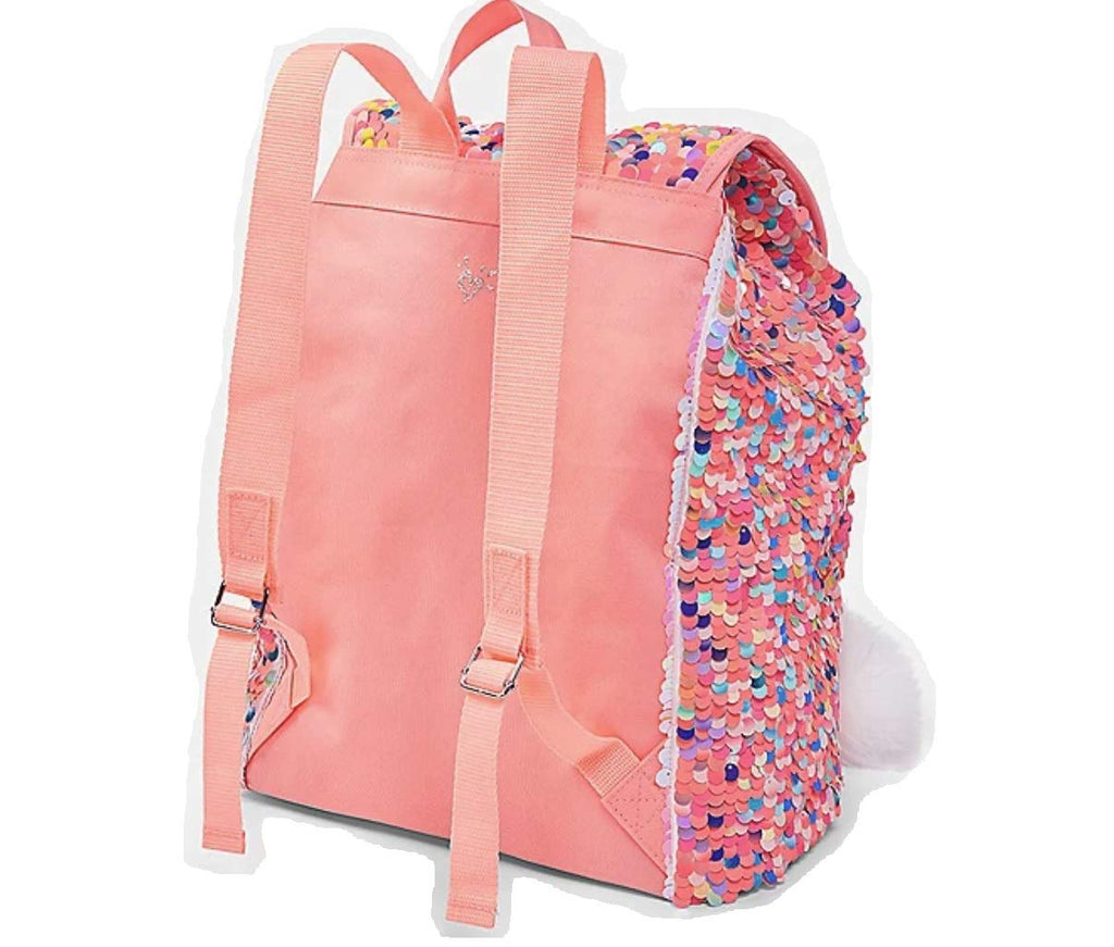 Justice Birthday Cake Pink Reversible Sequin Backpack Rucksack - backpacks4less.com
