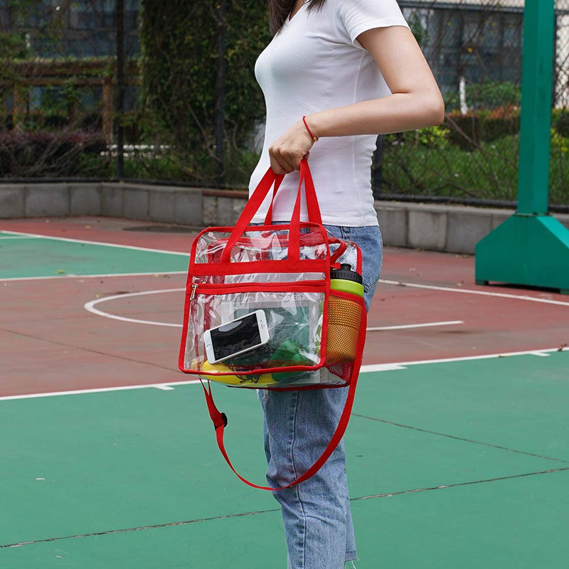 Clear Bag Stadium Approved,NCAA NFL&PGA Security Approved Clear Tote Bag with Multi-Pockets and Adjustable Shoulder Strap,Perfect for Work, School, Sports Games and Concerts-12" x 12" x 6" - backpacks4less.com