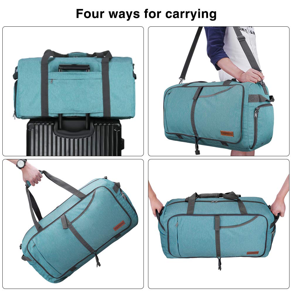 Canway 65L Travel Duffel Bag, Foldable Weekender Bag with Shoes