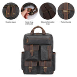 S-ZONE Vintage Crazy Horse Genuine Leather Backpack Multi Pockets Travel Bag - backpacks4less.com
